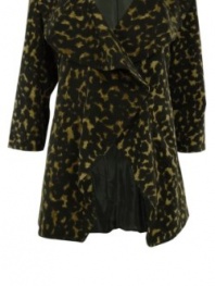 Calvin Klein Women's Cheetah Print Ponte Ruffled Jacket