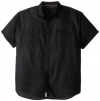 Sean John Men's Big-Tall Short Sleeve Solid Linen Shirt, Black, 5X Big