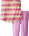 Splendid Little Girls' Stripe Knit Playwear Set, DK Pink/Multi, 4-5