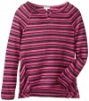 Splendid Big Girls' Loose Knit Striped Top, Hot Pink, 7-8