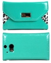 myLife Bright Teal {Fashion Snow Leopard Design} Faux Leather (Card, Cash and ID Holder + Magnetic Closing) Slim Wallet for the All-New HTC One M8 Android Smartphone - AKA, 2nd Gen HTC One (External Textured Synthetic Leather with Magnetic Clip + Internal