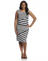 Calvin Klein Women's Plus-Size Sleeveless Diaganol Stripe Dress