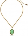 1928 Jewelry Semi-Precious Collection 14k Gold Dipped Aventurine Green Oval Pendant Necklace, 16