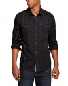 G by GUESS Men's Kelton Long-Sleeve Shirt, JET BLACK (MEDIUM)