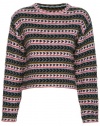 Romwe Women's Striped Round Neck Long Sleeves Acrylic Knitted Jumper-Red-One Size