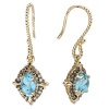 14k Gold, London Blue Topaz & Cognac Diamond Oval Earrings (1.36ctw)