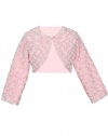 Faux Fur Long Sleeve Bolero Jacket Shrug Pink White Ivory Black Infant to Girls