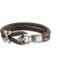 CleverEve Designer Series Stainless Steel Skull & Crossbones Brown Braided Leather Wrap Bracelet 9