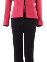 Tahari Arthur S. Levine Women's 3 Piece Ruffle Jacket Blouse Pant Suit