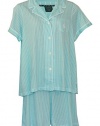 Ralph Lauren Bingham Knits Plus Size Shorts Pajamas - Aqua