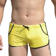 Linemoon Men's Solid Boxer Swimming Trunks with Pocket/Tie