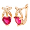 Romantic Time Womens Cross My Heart for Everlasting Love Gemstone Studded Rose Gold Dangle Earrings
