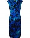 Ralph Lauren Women's Cap Sleeve Drape Neck Sheath Dress, Size 4P, Multi