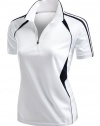 Xpril Women's Coolmax 2 Tone Collar Zipup Polo T-Shirt