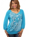 Style&co. Top, 3/4 Sleeve Printed Studded - S - Growing Paisley