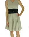Calvin Klein Khaki Black Colorblock Petite Belted Sheath Dress