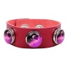 Modern Fantasy Transparent Button Flower Heart Pink Words of Love Removable Leather Wrap Bracelet