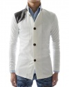 (GD62) TheLees Mens Casual Slim Fit Classy Design 2 Tone Button Cardigan Sweater