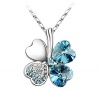Drunk Wind Sweet Lucky Four-Leafed Clover Pendant Lobster Clasp Chain Silver And Plated Necklace
