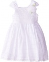 Youngland Little Girls' Crochet Top Crinoline Dress, White, 3T