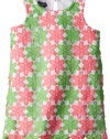 Mud Pie Little Girls' Crochet Flower Dress, Pink/Green, 3T