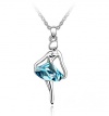Drunk Wind Silver And Plated Rainny Day Dancing Girl Lobster Clasp Chain Zircon Pendant Necklace