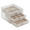 InterDesign 3 Drawer Slim Jewelry Box, Clear/Ivory
