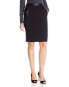 Calvin Klein Women's Pencil Skirt with Faux-Leather Trim