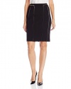 Calvin Klein Women's Pencil Skirt with Faux-Leather Piping
