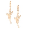 Romantic Time Fairy Maiden Gemstone Accented Wings 18k Rose Gold Plated Angel French-back Dangle Earrings