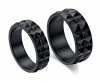 Stainless Steel Couple's Wedding Rings Black Sawtooth Wave Vintage - Adisaer Jewelry