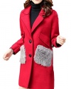 MEXI Women's Winter One/Two Button Lapel Woolen Trench Pea Coat Outerwear Jacket