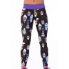Blorse High Waist Fitness Sports Pant Printed Stretch Yoga Pants Tight Nine Points Leggings(One Size,Halloween skull)