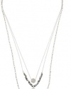 Kenneth Cole New York Delicates Pave Circle and Square Crystal Three Row Necklace, 17''+2.5'' Extender