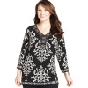 Jm Collection Women Three Quarter Sleeve Printed Tunic Plus Size 0x Subdued Status