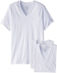 Calvin Klein Men's 3-Pack Cotton Classic Short Sleeve V-Neck T-Shirt, White, Medium