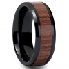 Sale! King Will 8mm Black Koa Wood Inaly Tungsten Carbide Ring Wedding Band High Polished Finish Comfort Fit
