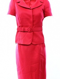 Tahari By ASL Flamingo Belted Womens Petite Skirt Suit Set