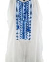 Ralph Lauren Women's Petite Blue Embroidered Sleeveless Cotton Tank Blouse Top