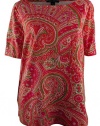 Ralph Lauren Women's Petite Elbow-Sleeve Paisley-Print Blouse Shirt Tops