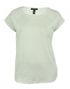 Lauren Ralph Lauren Plus Size Cotton Cap Sleeve Tee Top - White