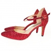 Marc Defang New York Womens Ankle Strap 3 Ruby Red Crystal Bridal Pumps