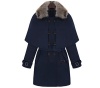 Women's Winter Double Breast Faux Fur Collar Coat Wind Cape Coat