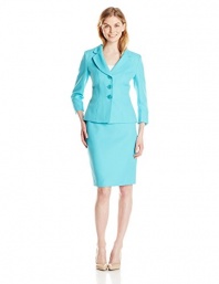 Le Suit Women's Two-Piece Three-Button Notch Collar Jacket and Skirt Suit Set