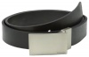 Calvin Klein Men's 32mm Reversible Flat Strap Plaque Buckle With Logo Belt, Black, 40