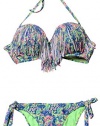 IF FEEL Sexy Colorful Halter Tassels Padded Two Piece Bikini Beach Swimsuit