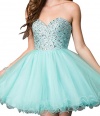 Pretty Girl Women's Short Beading Crystal Cocktail Homecoming Prom Party Dresses 4 US Aqua