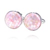 Digabi Pink Mother of Pearl Round Shaped Cufflinks with Gift Box High Quality