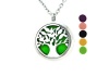 Tree Of Life Diffuser Necklace Pendant Aromatherapy Jewelry Surgical Stainless Steel Locket 24 Inch Adjustable Chain 5 Colorful Reusable Washable Pads Gift Set