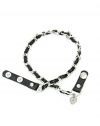 GUESS Silver-Tone and Black Woven Wrap Bracelet